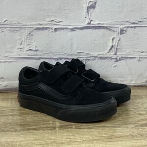 Vans Old Skool V Black Suede Sneakers Kids Size 11.5 Hook Loop Skate Shoes